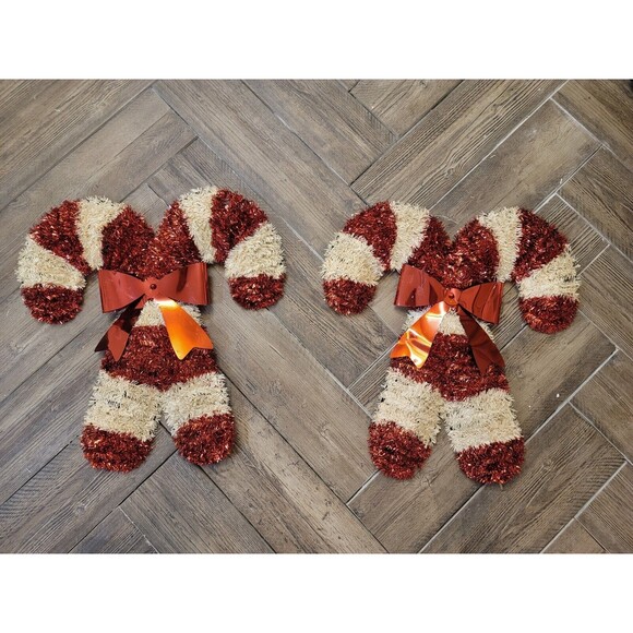 Vintage 21” Tinsel Candy Cane with Large Bow Decor - Picture 9 of 12